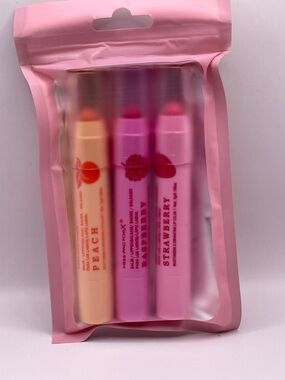 Tinted Lip Balm Trio — Peach, Raspberry & Strawberry Hydrating Balms